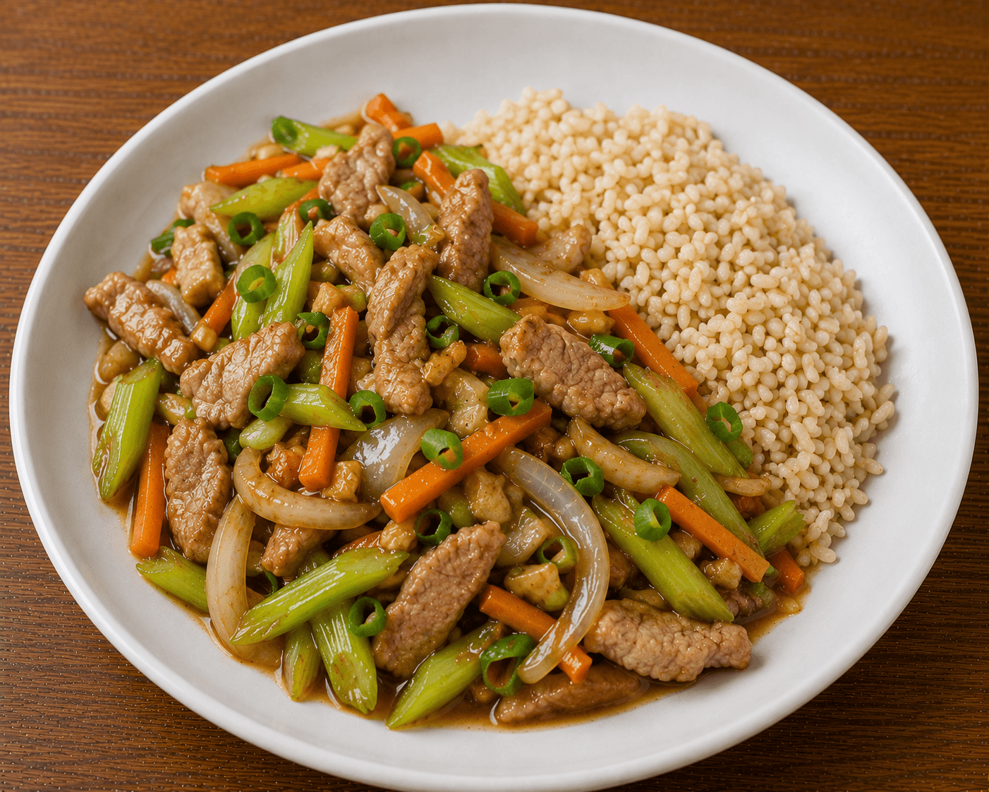 Chinese Pork with Celery & Rice